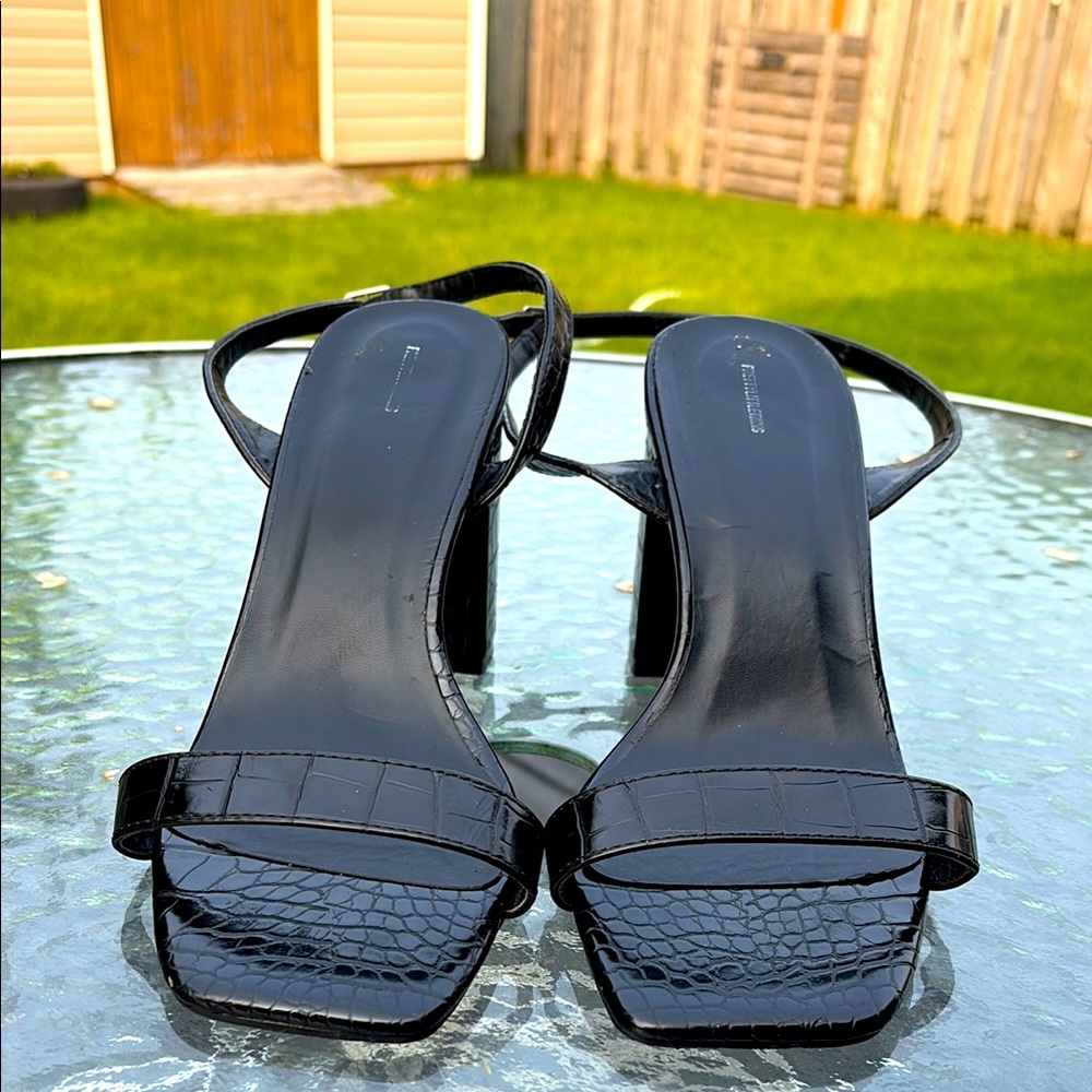 PrettyLittleThing Black Heeled Sandals